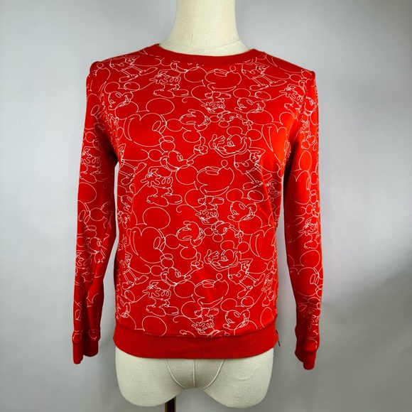 Adam + Yve Kids Disney Sweatshirt, Mickey Mouse, Red/White,Zipper, Youth Size 10 - Picture 1 of 9